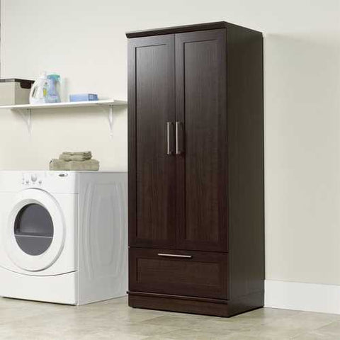 Image of Bedroom Wardrobe Armoire Cabinet in Dark Brown Oak Wood Finish