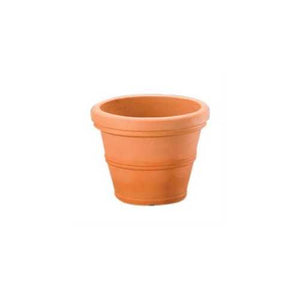 Weathered Terracotta 12-inch Diameter Round Planter in Poly Resin