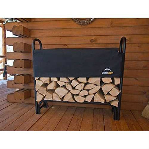 Image of Outdoor Firewood Rack 4-Ft Steel Frame Wood Log Storage with Cover