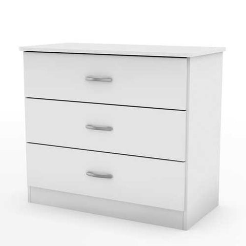 Image of White Modern Bedroom Chest Dresser with 3 Drawers