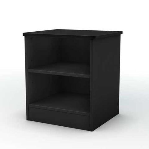 Image of Black Nightstand with 2 Open Storage Compartment Shelves