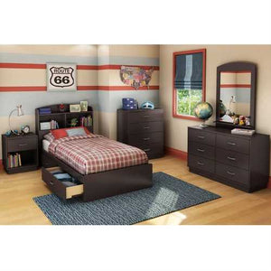 Chocolate Brown Modern Bedroom 6-Drawer Double Dresser Wardrobe