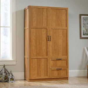 Bedroom Wardrobe Cabinet Storage Closet Organizer in Medium Oak Finish