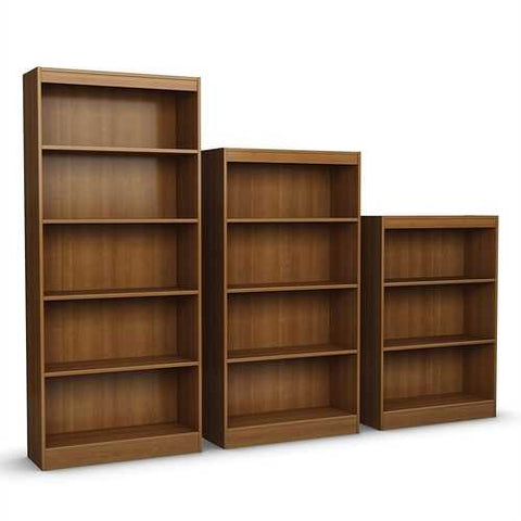 Image of Contemporary 4-Shelf Bookcase in Medium Cherry Wood Finish