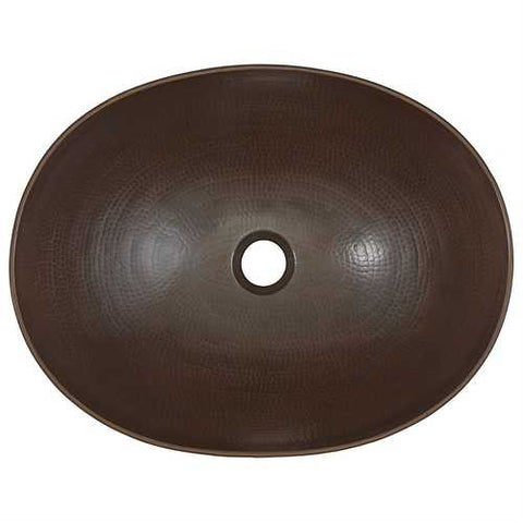 Image of Vessel Style Solid Copper Bathroom Sink Oval 18 x 14 inch