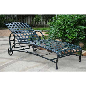 Outdoor Multi-Position Iron Chaise Lounge Chair in Black