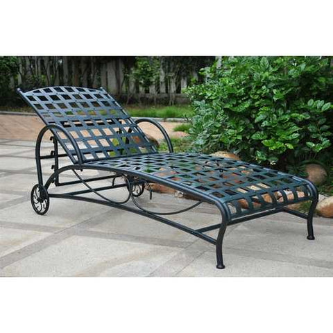 Image of Outdoor Multi-Position Iron Chaise Lounge Chair in Black