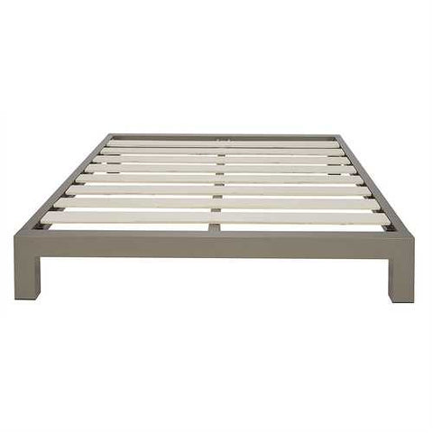 Image of Queen size Champagne Metal Platform Bed Frame with Wood Slats