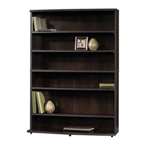 Contemporary 6-Shelf Bookcase Multimedia Storage Rack Tower in Cinnamon Cherry FInish