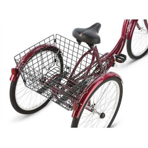 Black Cherry Single Speed Adult 3-Wheel Cruiser Bike Tricycle with Basket