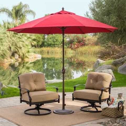 Image of Sunbrella 9-Ft Patio Umbrella with Deluxe Tilt in Antique Bronze with Red Shade