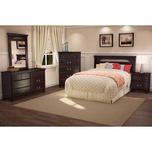 Dark Mahogany Wood Grain Finish Bedroom Dresser with 6 Drawers