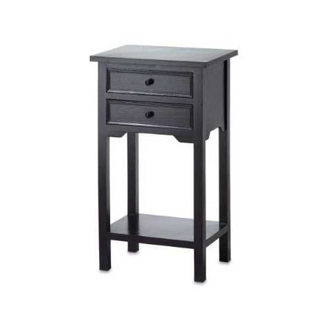 Image of Set of 2 Nightstand Side Tables / End Table in Black Finish Pine Wood