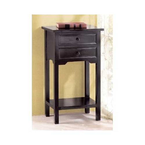 Image of Set of 2 Nightstand Side Tables / End Table in Black Finish Pine Wood