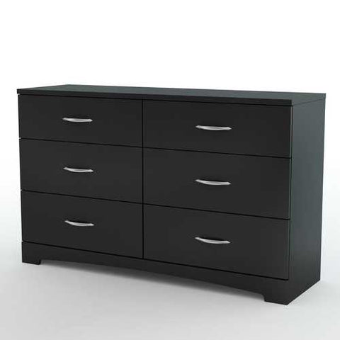 Image of 6-Drawer Dresser for Contemporary Bedroom in Black Finish