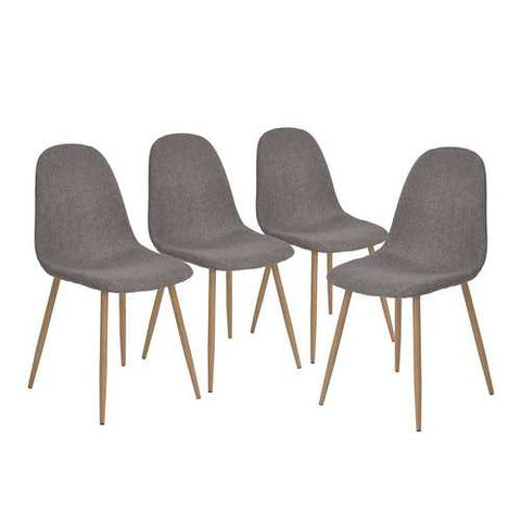 Image of Set of 4 - Modern Mid Century Style Grey Fabric Cushion Dining Chairs