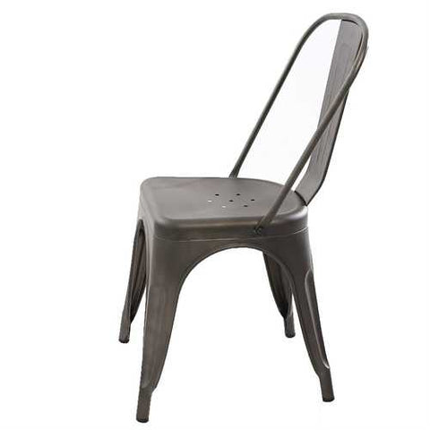 Image of Set of 4 - Modern Classic Cafe Bistro Dining Side Chair in Bronze Metal Finish