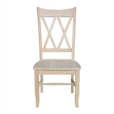 Image of Set of 2 - Traditional Unfinished Wood Dining Chairs