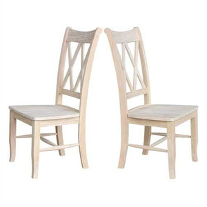 Set of 2 - Traditional Unfinished Wood Dining Chairs