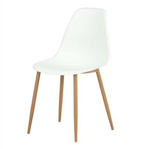 Set of 4 Modern Mid Century Style Dining Chairs in White with Wood Finish Legs