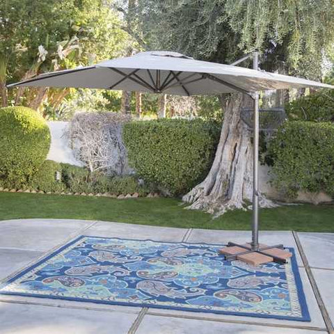 Image of Square 8.5-Ft Offset Patio Umbrella with Mocha Shade and Bronze Finish Pole