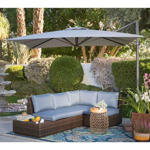 Square 8.5-Ft Offset Patio Umbrella with Mocha Shade and Bronze Finish Pole