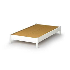 Twin size Simple Platform Bed Frame in White Wood Finish