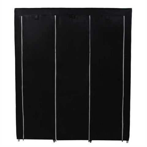 Image of Steel Frame Black Fabric Portable Wardrobe Clothes Closet with Storage Shelves