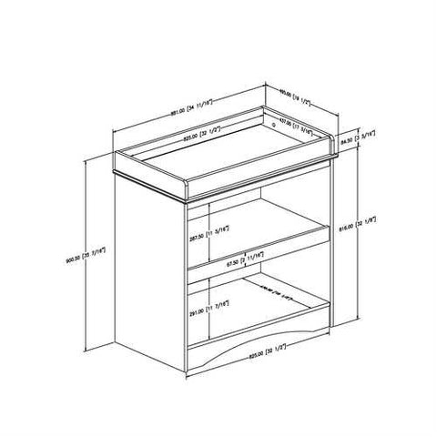 Image of White Wood Baby Furniture Changing Table with Open Storage Space