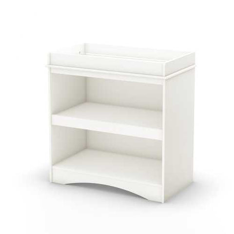 Image of White Wood Baby Furniture Changing Table with Open Storage Space