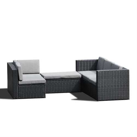 Image of Black Wicker Resin 4-Piece Outdoor Patio Furniture Set