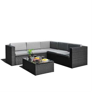 Black Wicker Resin 4-Piece Outdoor Patio Furniture Set