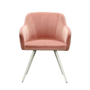 Salmon Pink Upholstered Mid-Century Low Back Armchair Steel Legs