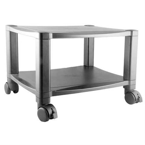 Image of Sturdy 2-Shelf Mobile Printer Stand Cart in Black with Locking Casters