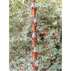 Pure Copper 8.5-Ft Rain Chain with Flower Cups