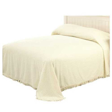 Image of King size Ivory Bedspread 100-Percent Cotton Chenille with Fringed Edges