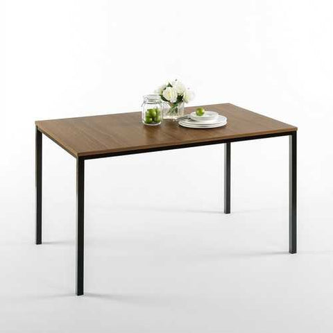 Image of Modern 48 x 30 inch Steel Frame Dining Table with Wood Grain Top