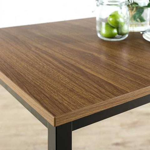 Image of Modern 48 x 30 inch Steel Frame Dining Table with Wood Grain Top