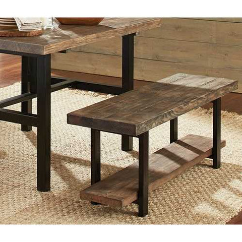 Image of Modern Industrial Style Wood and Metal Accent Bench