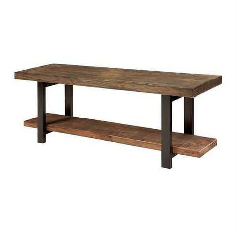 Image of Modern Industrial Style Wood and Metal Accent Bench