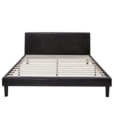 Image of King size Faux Leather Platform Bed Frame with Headboard in Espresso