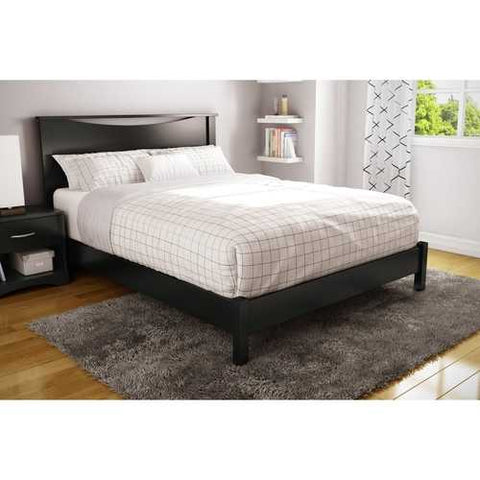 Image of Queen size Platform Bed in Black Finish - Simple Modern Design