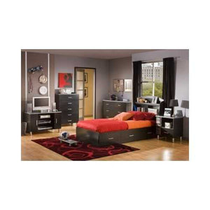 Black Onyx Twin-Size Platform Bed with 3 Spacious Drawers