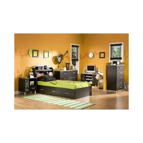 Image of Black Onyx Twin-Size Platform Bed with 3 Spacious Drawers