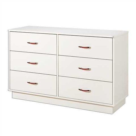 Image of 6-Drawer Double Dresser in White Finish with Interchangeable Handles