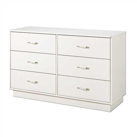 Image of 6-Drawer Double Dresser in White Finish with Interchangeable Handles