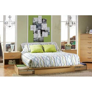 Full / Queen size Maple Platform Bed Frame with Storage Drawers