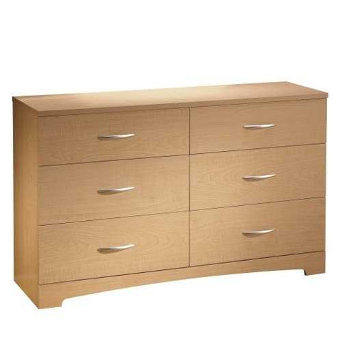 Image of 6 Drawer Dresser Modern Bedroom Chest in Natural Maple Finish