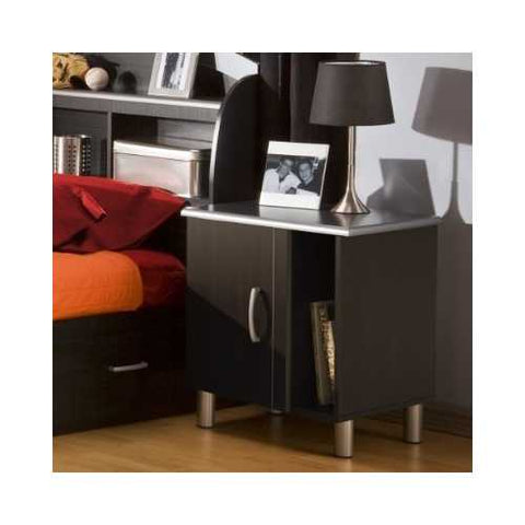 Image of Black Onyx Nightstand with 1 Door & 1 Adjustable Shelf