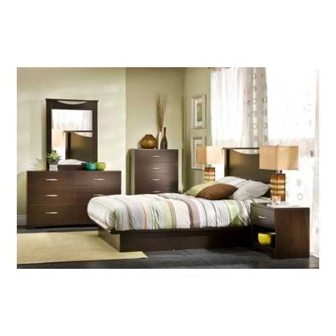 Image of Modern 6-Drawer Bedroom Dresser in Chocolate Wood Finish